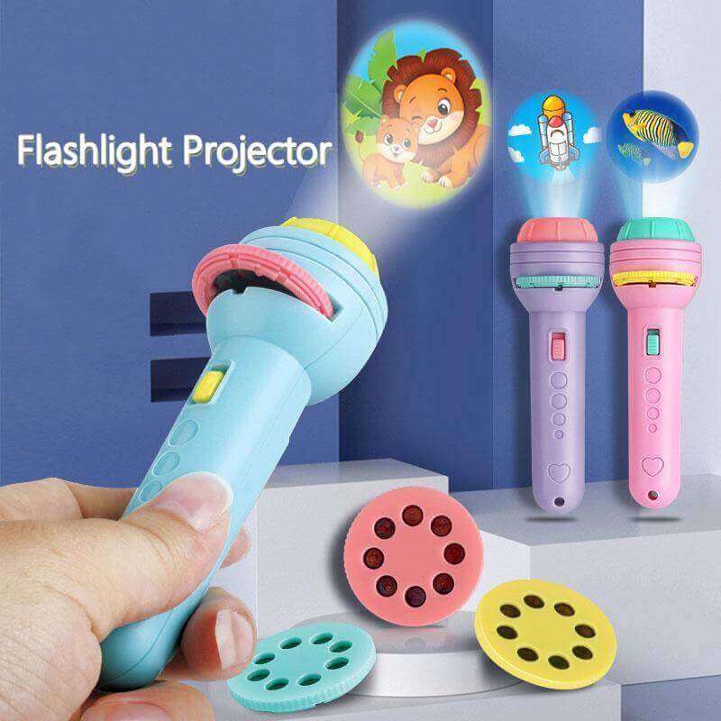 Mini Projector Torch Toy with 24 Slides for Kids