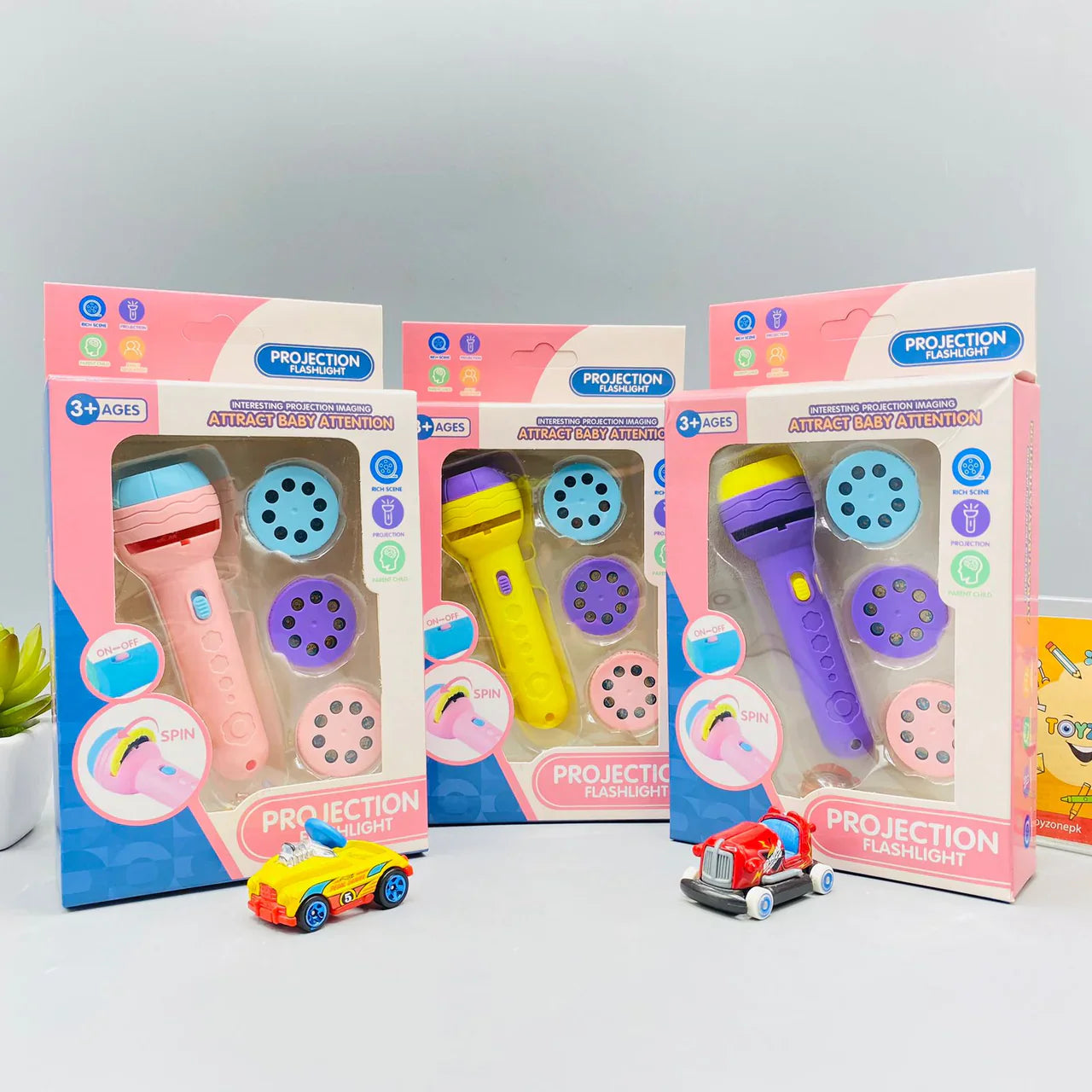 Mini Projector Torch Toy with 24 Slides for Kids