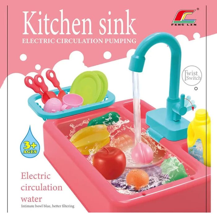 Realistic Electric Kitchen Sink Play Set For Kids
