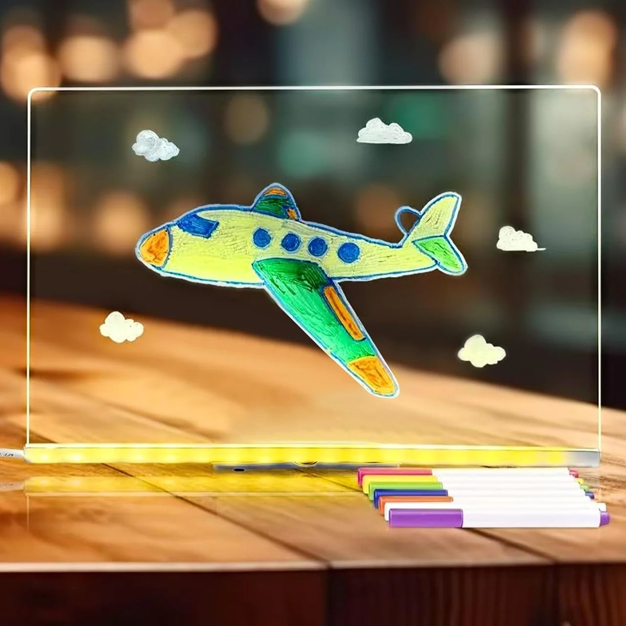 Magic LED Drawing Board With 7 Color Markers – Fun for Kids