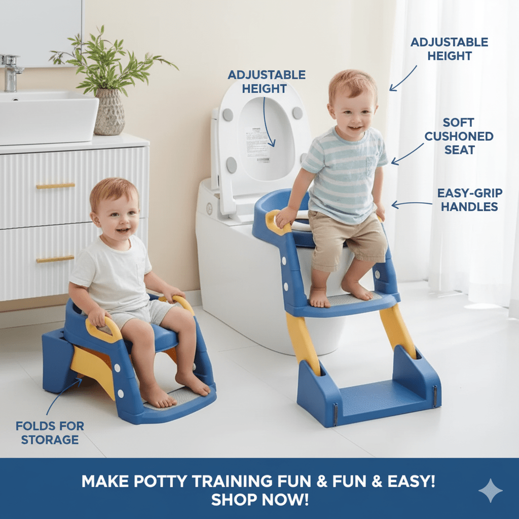2-in-1 Foldable Potty Training Seat with Ladder – Easy Toilet Training