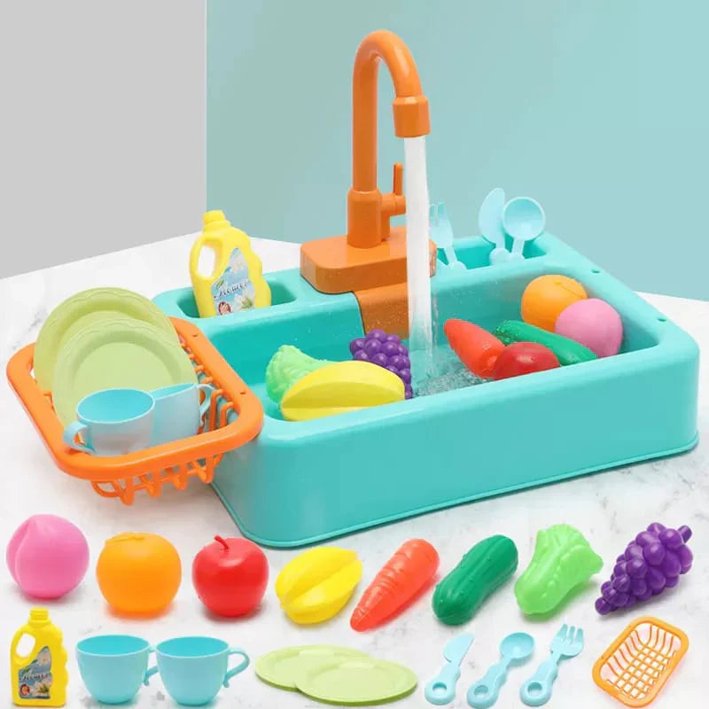 Realistic Electric Kitchen Sink Play Set For Kids