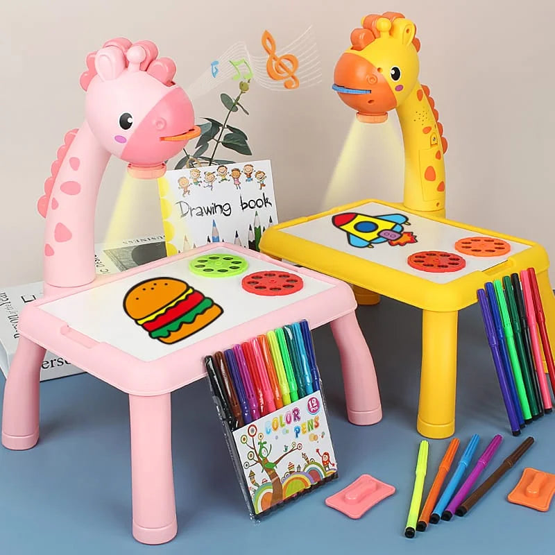 Kids Projector Drawing Table with 12 Color Marker Set