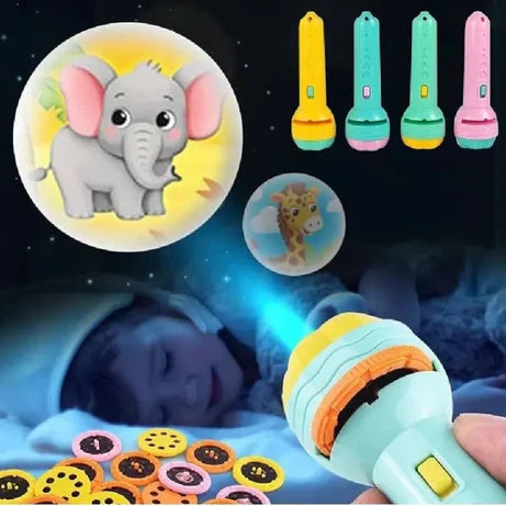 Mini Projector Torch Toy with 24 Slides for Kids