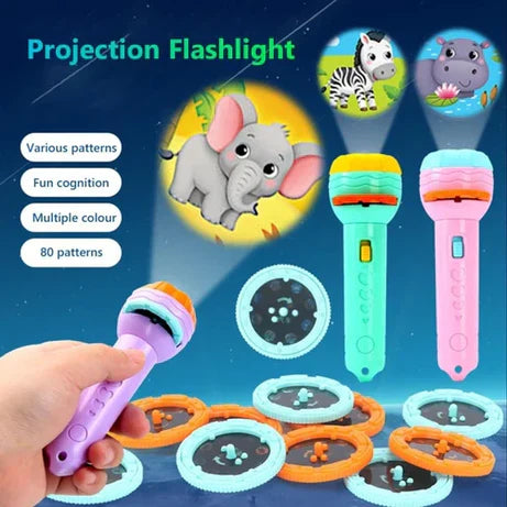 Mini Projector Torch Toy with 24 Slides for Kids