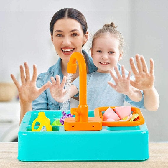 Realistic Electric Kitchen Sink Play Set For Kids