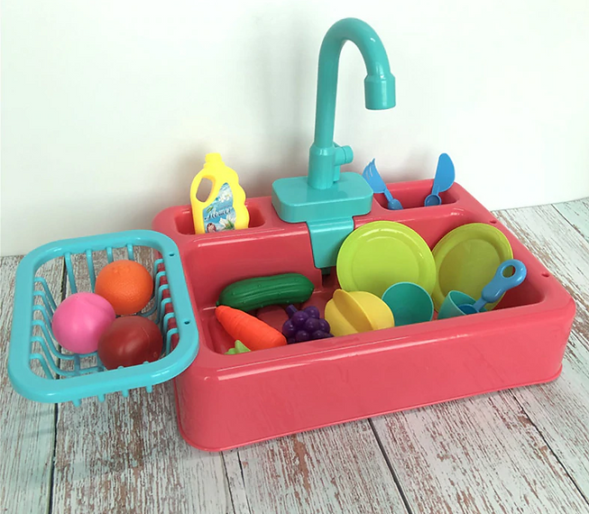 Realistic Electric Kitchen Sink Play Set For Kids